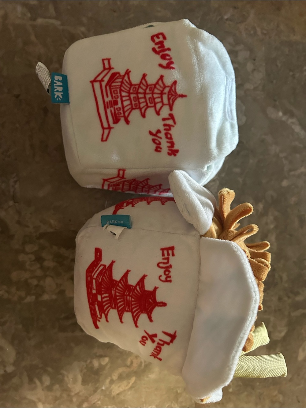 Bark White & Red Plush Takeout Box Dog Toy Duo
